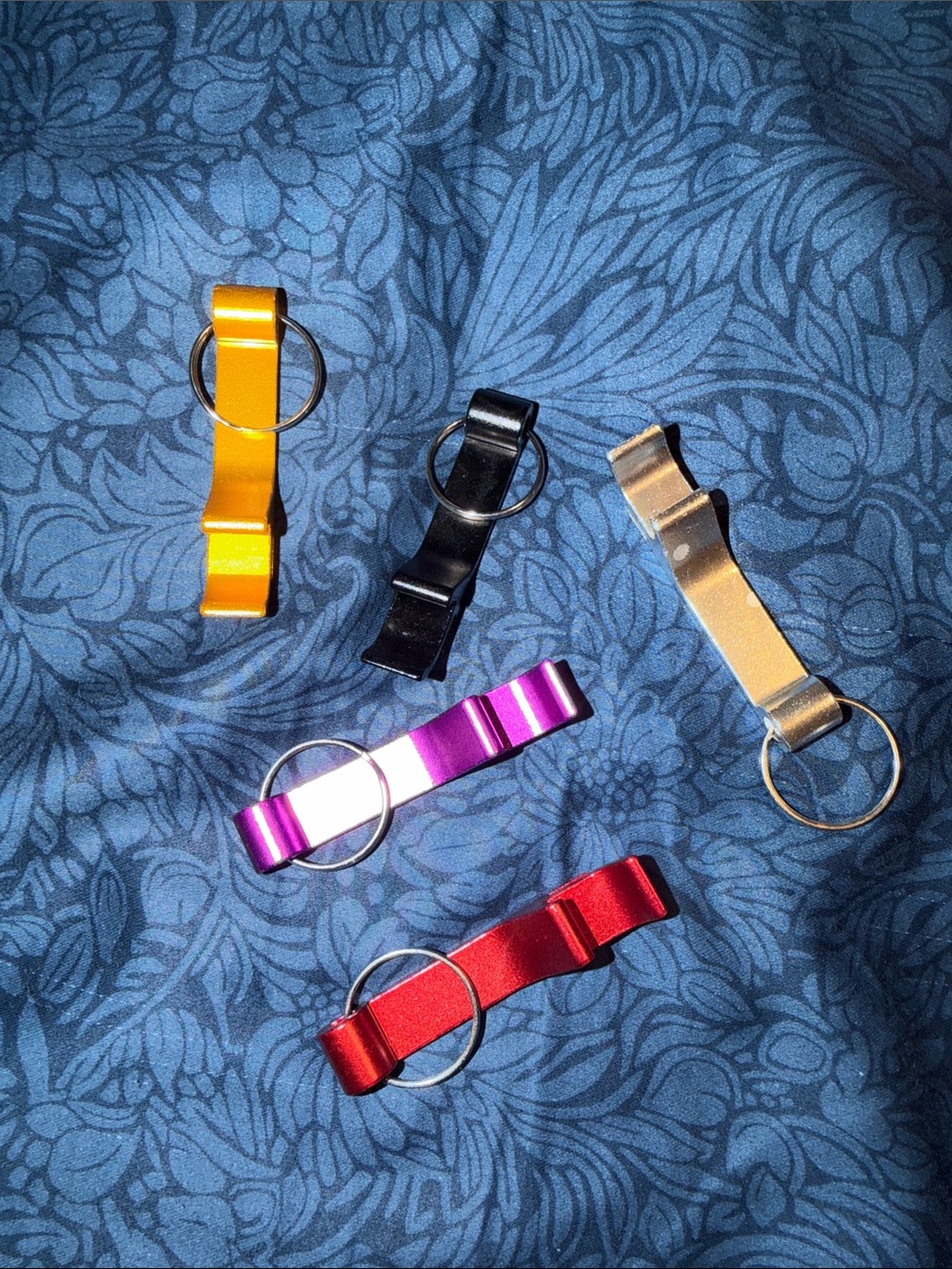 Aluminum Bottle Opener Keychain - Red, Purple, Gold, Black, Orange